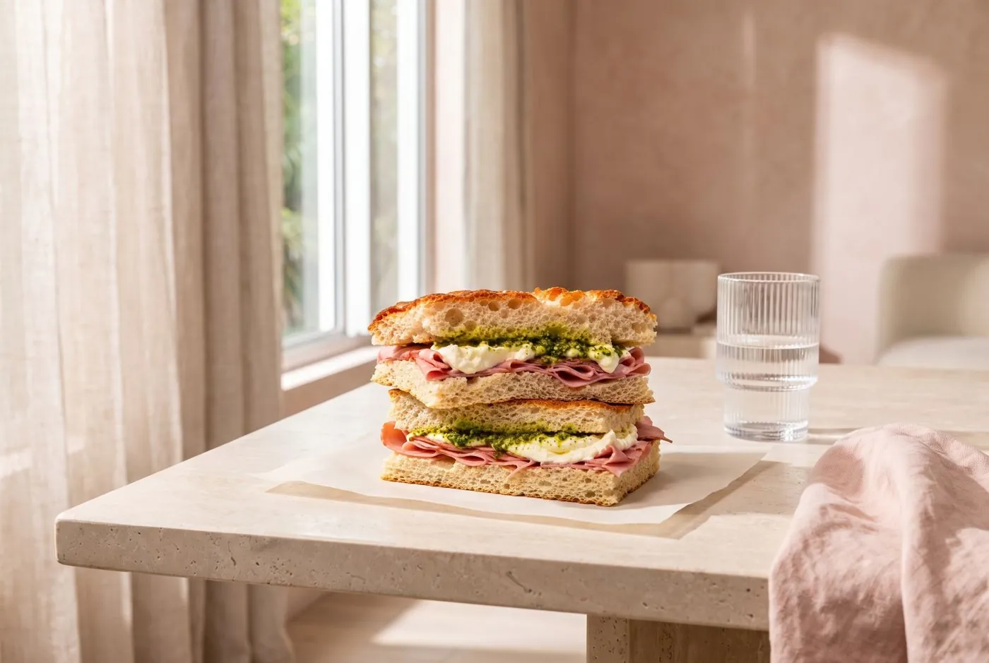 Stuffed focaccia with mortadella